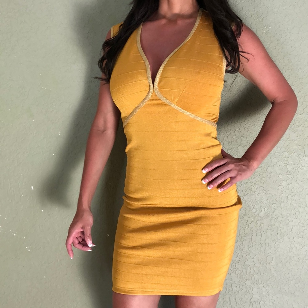 Band Dress Yellow Mustard